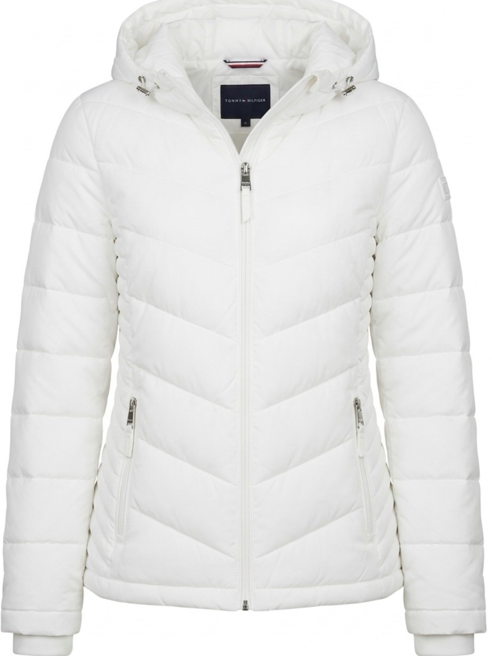 Tommy Hilfiger Women's White Quilted Hooded Puffer Coat